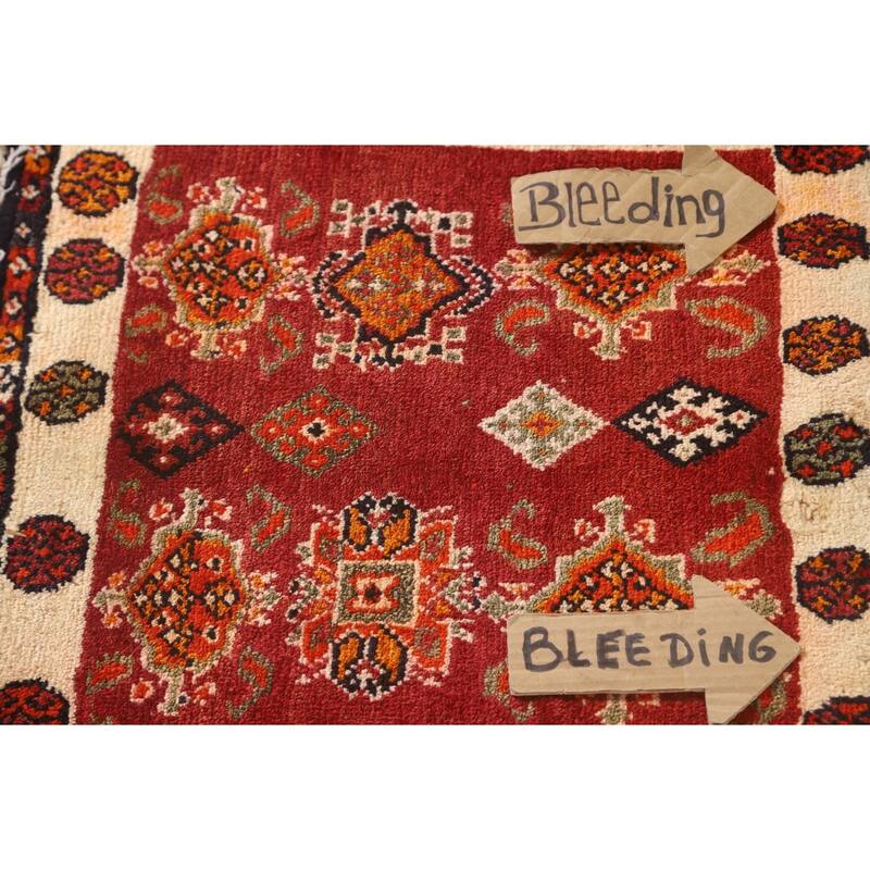 Red Shiraz Persian Vintage Square Rug Handmade Wool Carpet - 2'1" x 1'10"