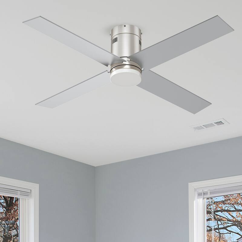 Moasis 6 Speed Quiet DC Motor 52" Flush Mount Ceiling Fan - 52" - Nickel