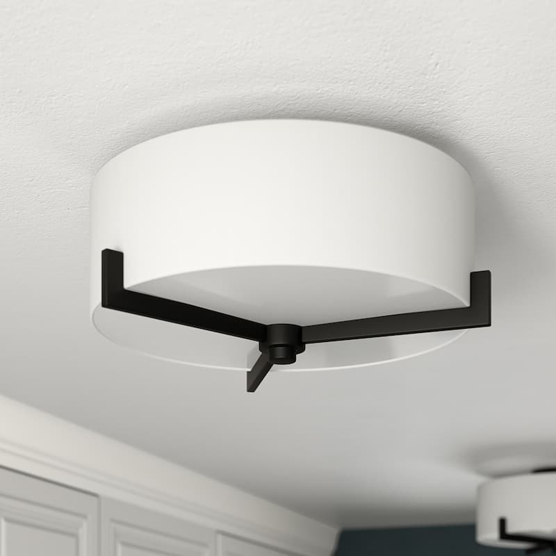 Hamlin 17.63" Wide 2-Light Semi Flush Mount with Fabric Shade