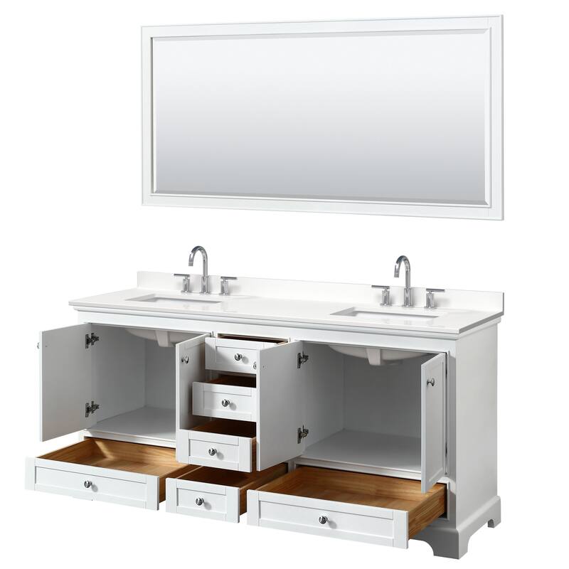 Deborah 72-inch Double Vanity, Quartz Top, 70-inch Mirror