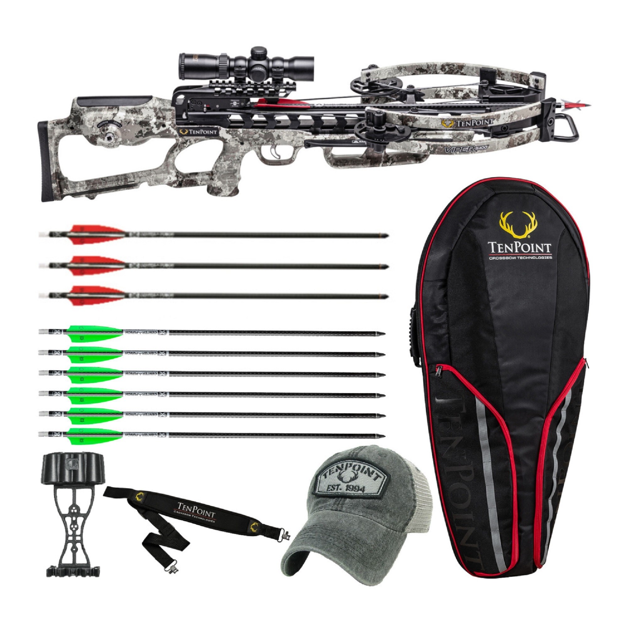 TenPoint Viper S400 Crossbow (Alpine Camo) Essentials Bundle - Bed
