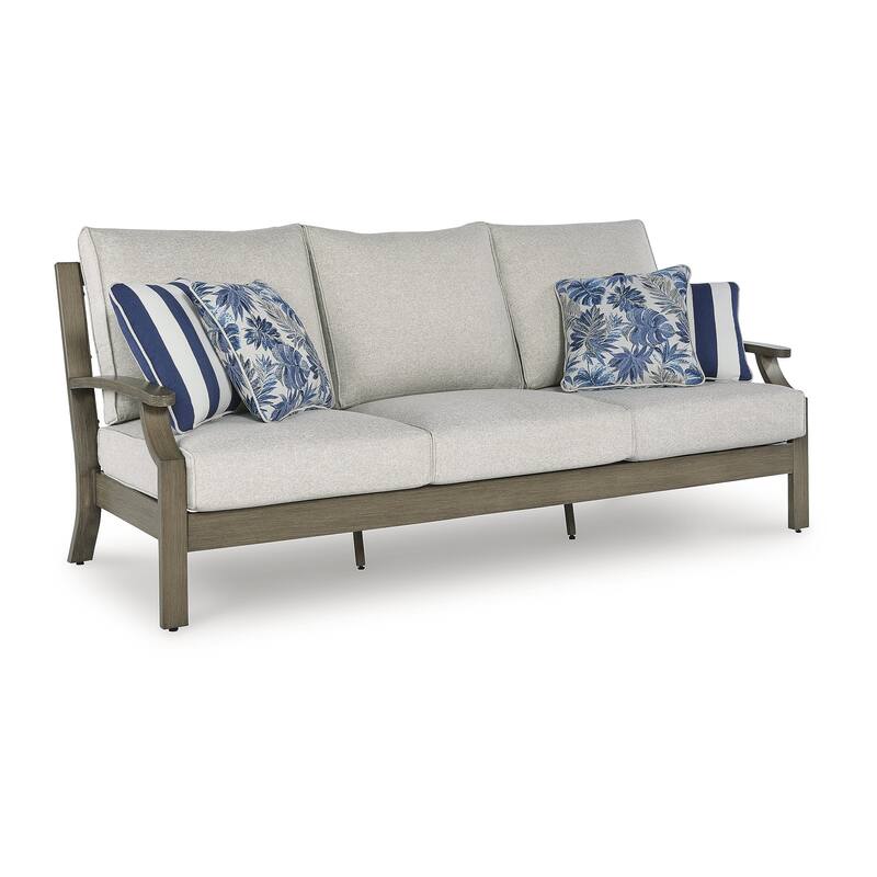 Signature Design by Ashley Rainier Ranch Brown/Beige Outdoor Sofa with Cushion - 89.25" W x 36.25" D x 42" H