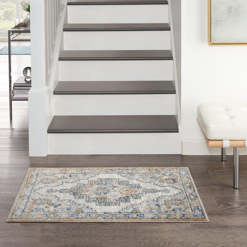 Nourison Concerto Traditional Persian Center Medallion Area Rug - 2' 2" x 3' 9" - Grey/Light Blue - Rectangle