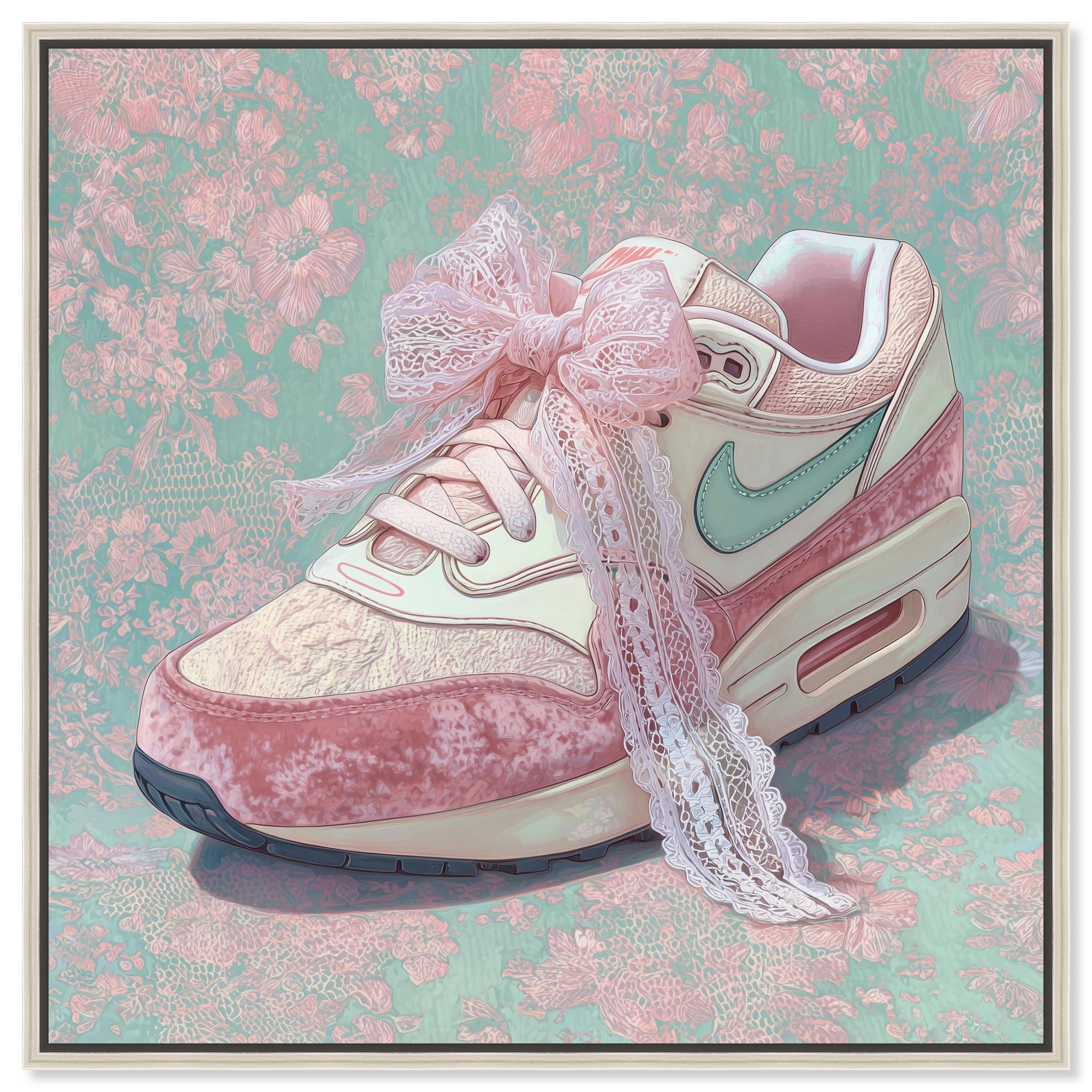 Velvet and Lace Sneaker Fashion Art Framed Canvas Print by Art Remedy