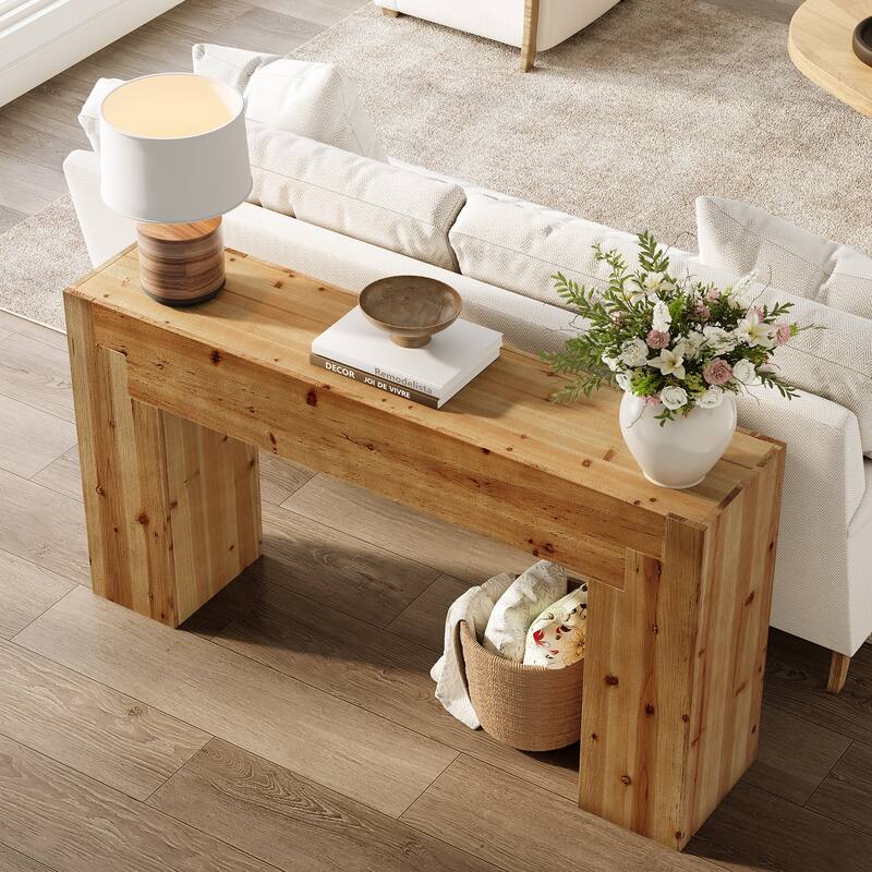 62.99-Inch Solid Wood Console Table for Living Room
