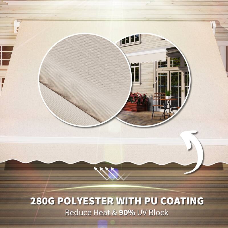 Outsunny 8' x 6.6' Patio Retractable Awning/Manual Exterior Sun Shade Deck Window Cover