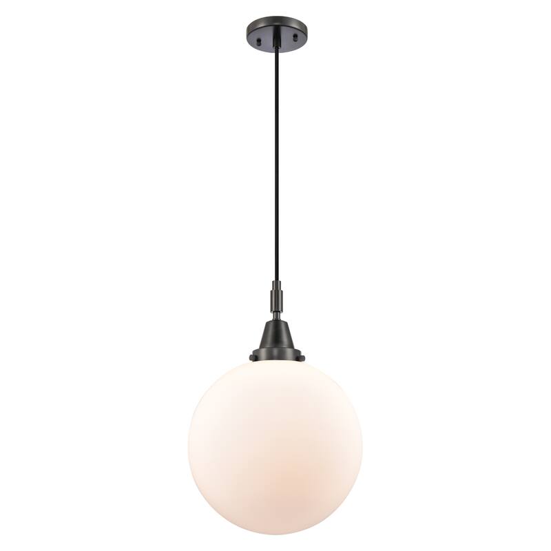 Innovations Lighting Downtown Urban - Caden Beacon - 1 Light 12" Cord Hung Mini Pendant - Matte Black/Matte White Shade