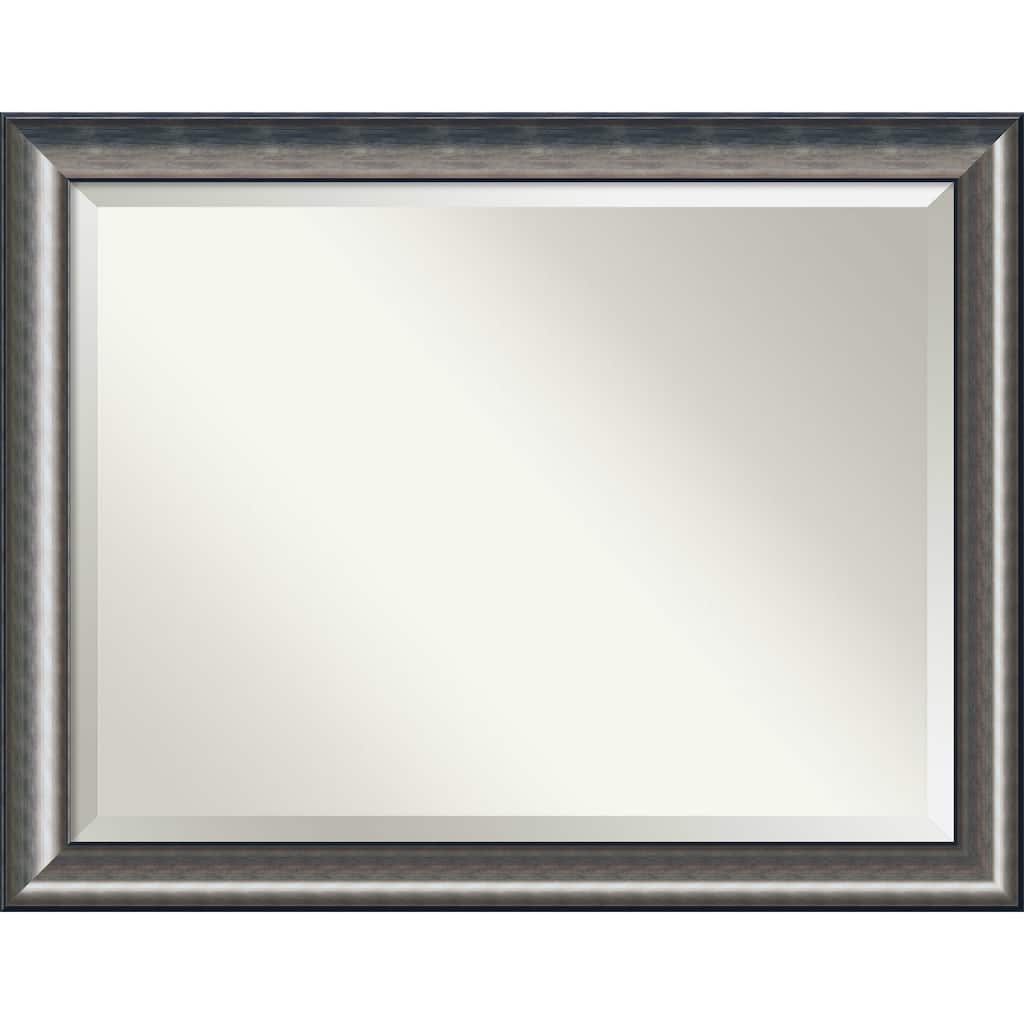 Beveled Wood Bathroom Wall Mirror - Quicksilver Scoop Frame - Outer Size: 46 x 36 in