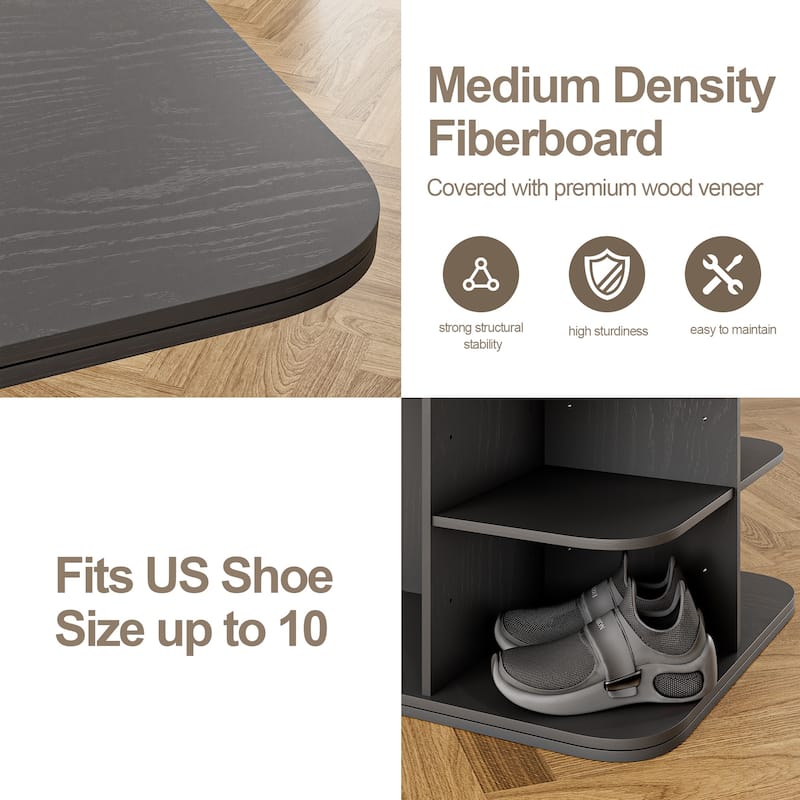 36 Pair Rotating Shoe Rack with Adjustable Shelves - 73.2'' H X 23.6'' W X 23.6'' D