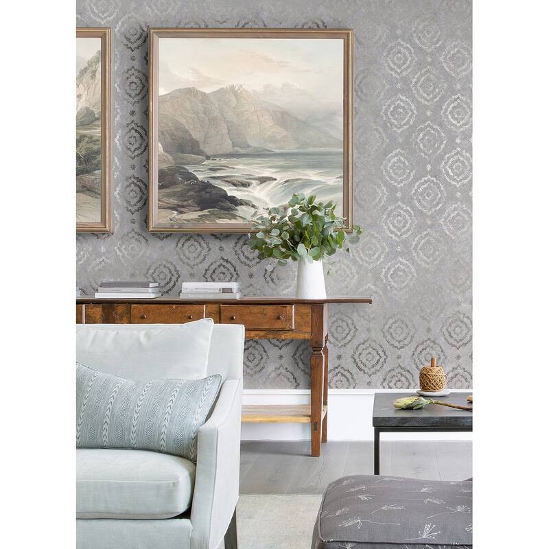 A-Street Prints Uma Silver Star Medallion Wallpaper