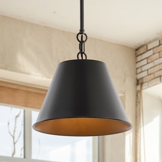 Henry 12" 1-Light Industrial Farmhouse Iron LED Pendant, Oil Rubbed Bronze by JONATHAN Y