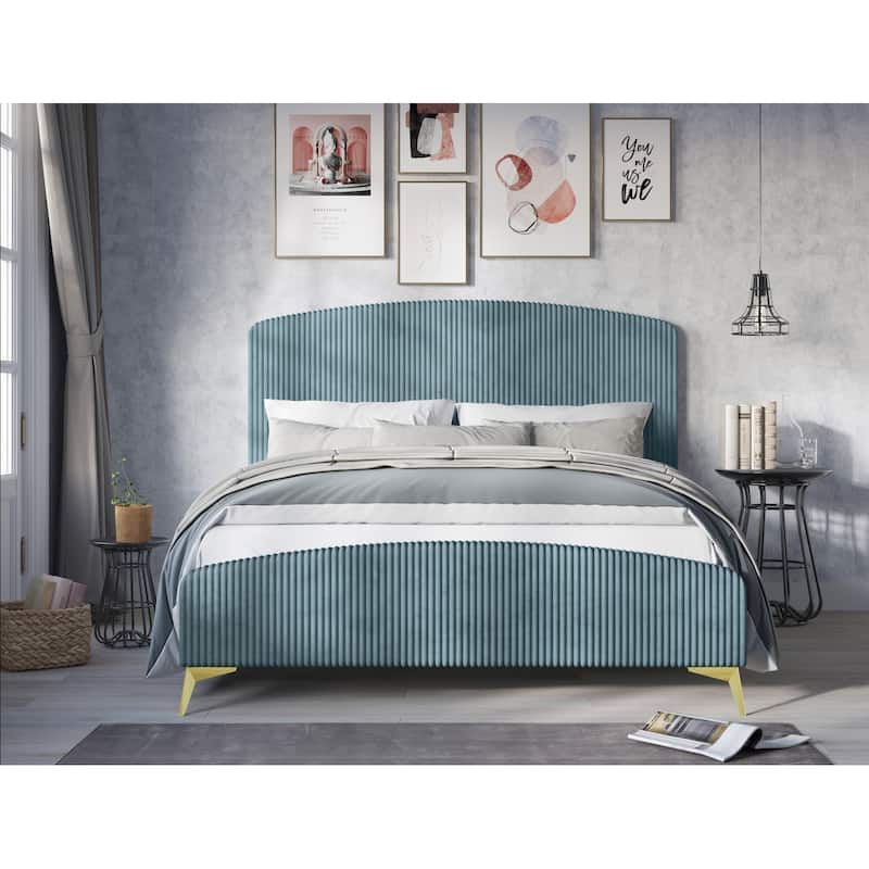 Waylon Upholstered Panel Bed - Blue - Full