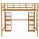 preview thumbnail 17 of 20, Full Size Metal Loft Bed with Bulit-in Desk and Storage Shelves, Heavy Duty Loft Bedframe with Bulit-in Ladder and Guardrail