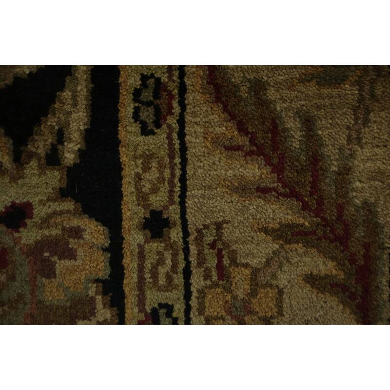 Hand Knotted Oriental 100% Wool Carpet Traditional All-Over Black Agra Area Rug - 8' 5'' X 5' 7''
