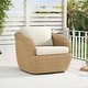 preview thumbnail 47 of 78, Patio Wicker Furniture Set Outdoor Rattan Bistro Set 1 Swivel Chair - Beige Wicker-Cream