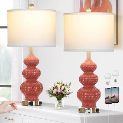 Triple Gourd Ceramic Table Lamps Set of 2