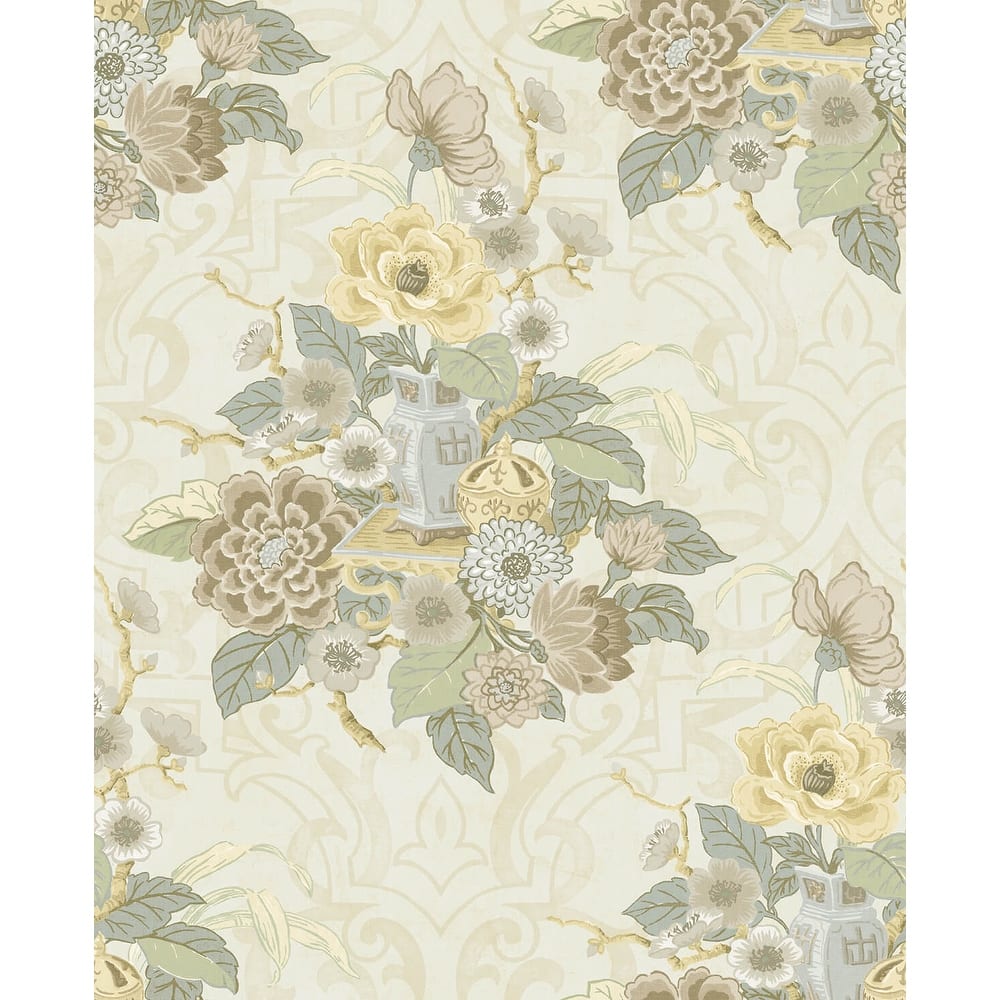Seabrook Designs Koi Dynasty Floral Unpasted Wallpaper