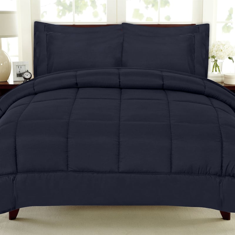 Sweet Home Collection Luxury Solid Bed-In-a-Bag with Sheet Set - Navy - Twin XL