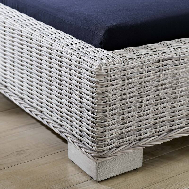 Conway Sunbrella Outdoor Patio Wicker Rattan Chaise Lounge