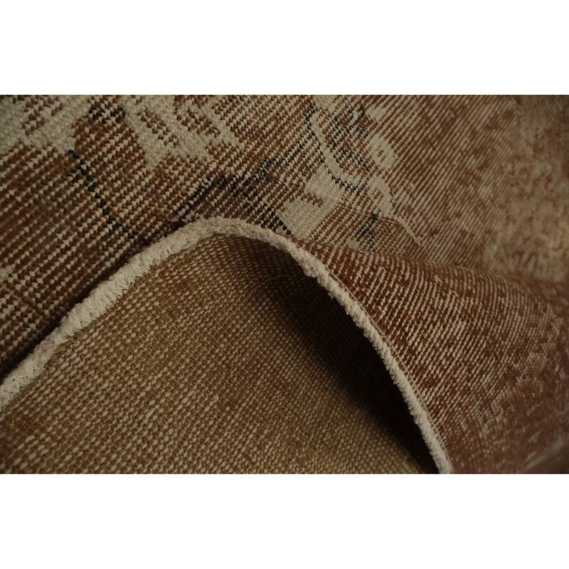 Hand Knotted Oriental 100% Wool Carpet Transitional Floral Brown Anatolian Area Rug - 9' 3'' X 5' 4''