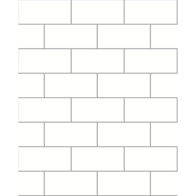 Tiles Christal Easton Off-White Subway Tile 33' L X 20.5" W Wallpaper Roll - Off-White