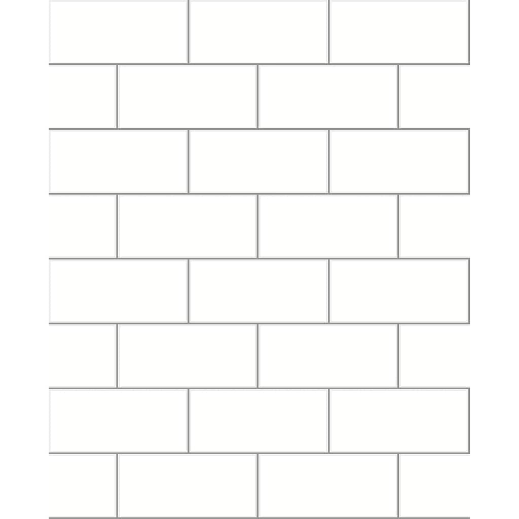 Tiles Christal Easton Off-White Subway Tile 33' L X 20.5" W Wallpaper Roll