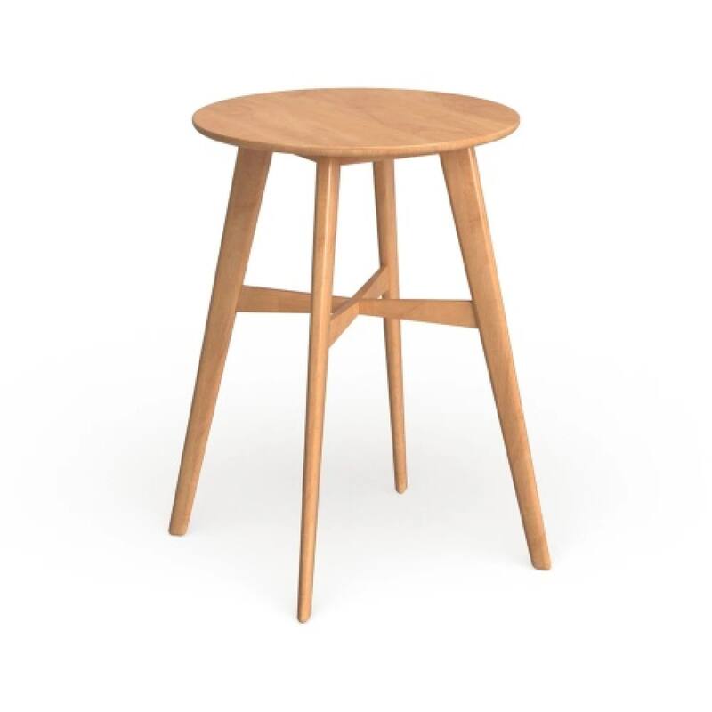 Roomfitters Mid-Century Modern Round Bar Table with Tapered Legs, 42 Inch High, Natural