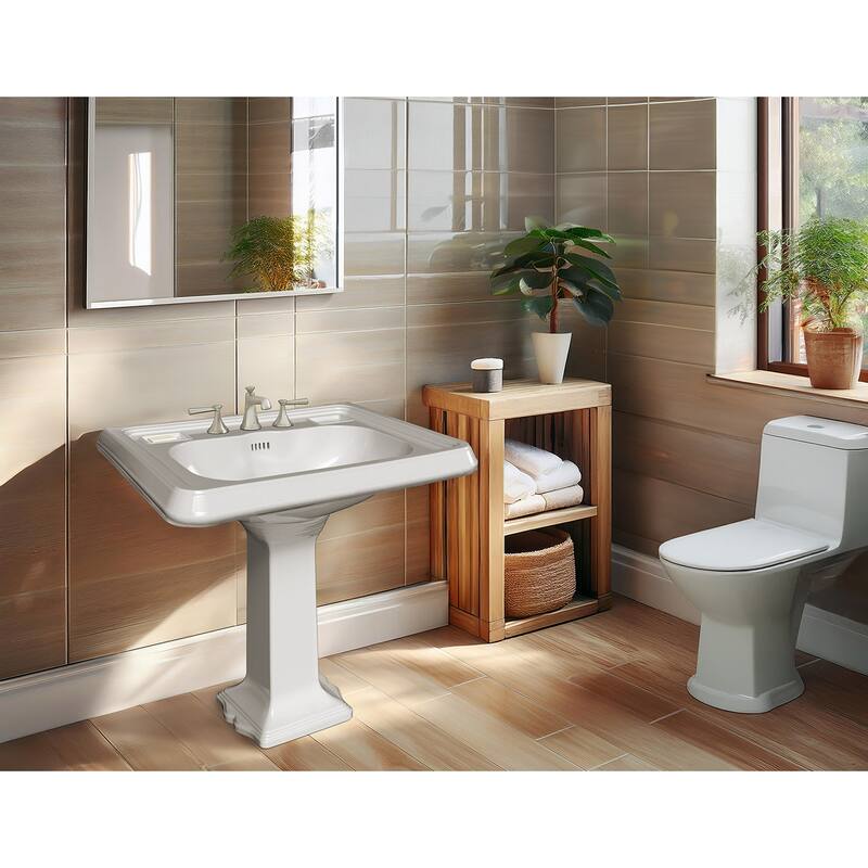 Whitehaus AR854-AR805-3H 28-3/4" Rectangular Vitreous China Pedestal
