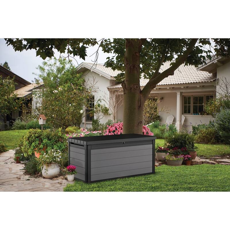 Keter Premier 150 Gallon Durable Resin Outdoor Storage Deck Box For Furniture and Supplies, Grey