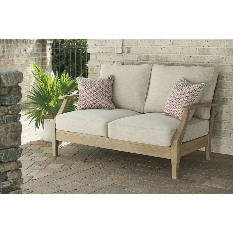 Signature Design by Ashley Clare View Beige 3-Piece Outdoor Package - 55.5"W x 35"D x 32"H