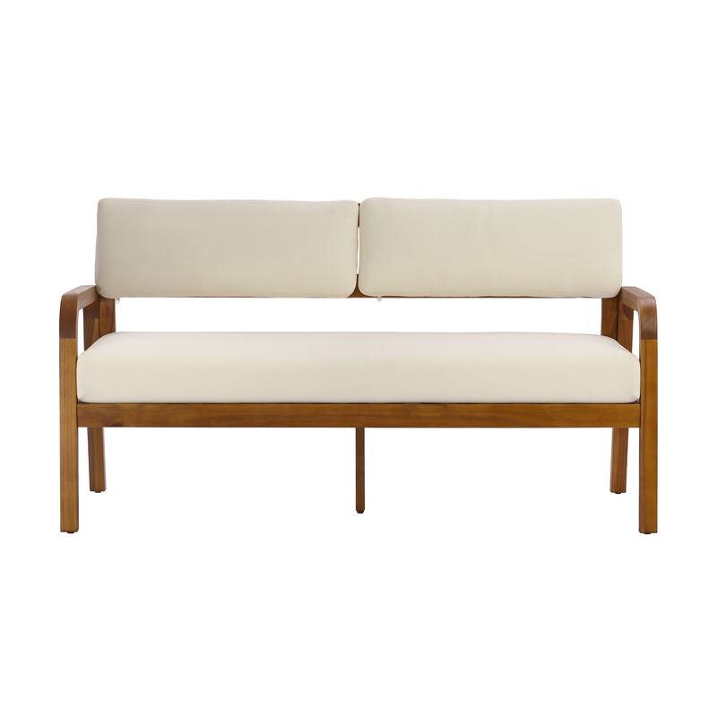 Christopher Knight Home - Solid Acacia Wood Outdoor Patio 4-Piece Sofa Set with Cushions