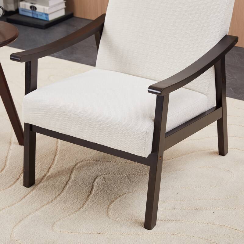 Medieval-inspired Modern Armchair with High back Upholstered Chair, Solid wood legs, Leisure reading chair