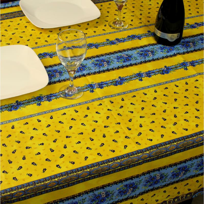 Wipeable Spill Resistant Provencal Cotton Cannes Collection Tablecloth
