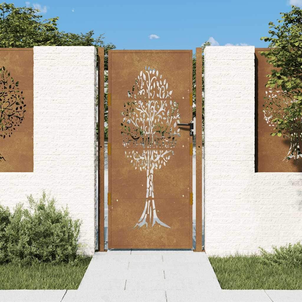 vidaXL Garden Gate Corten Steel Tree Design