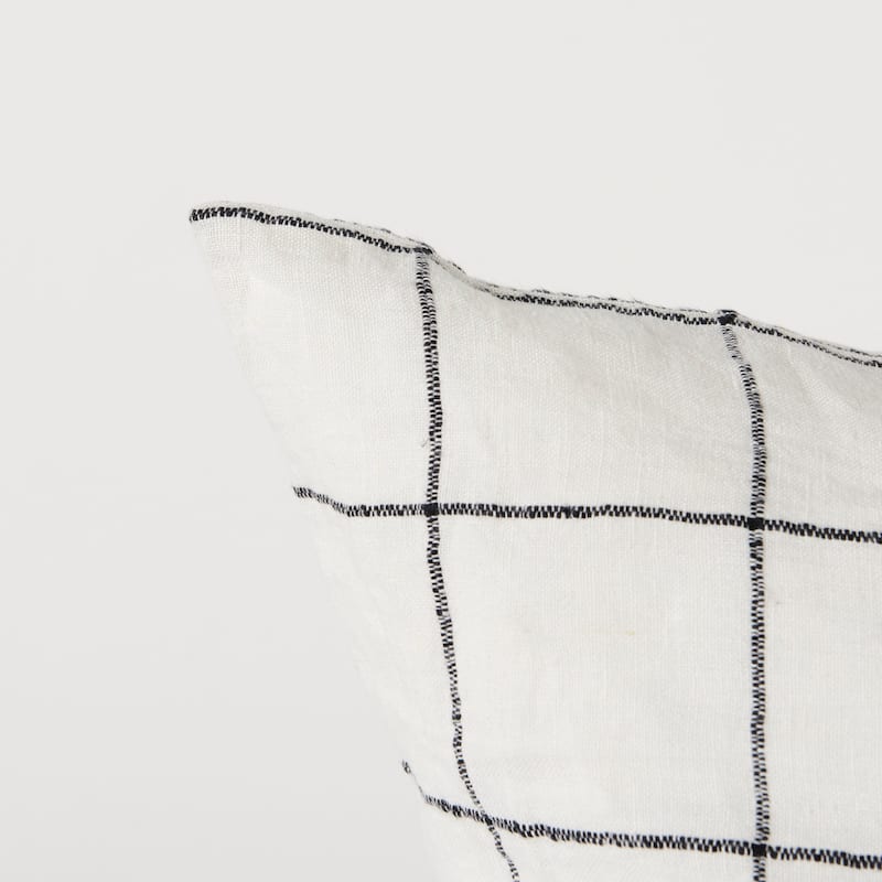 Suzanne White & Black Square Pattern Decorative Pillow Cover