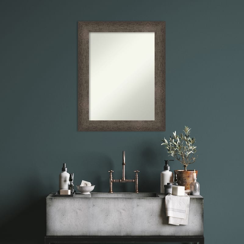 Dappled Non-Beveled Wood Framed Bathroom Vanity Wall Mirror