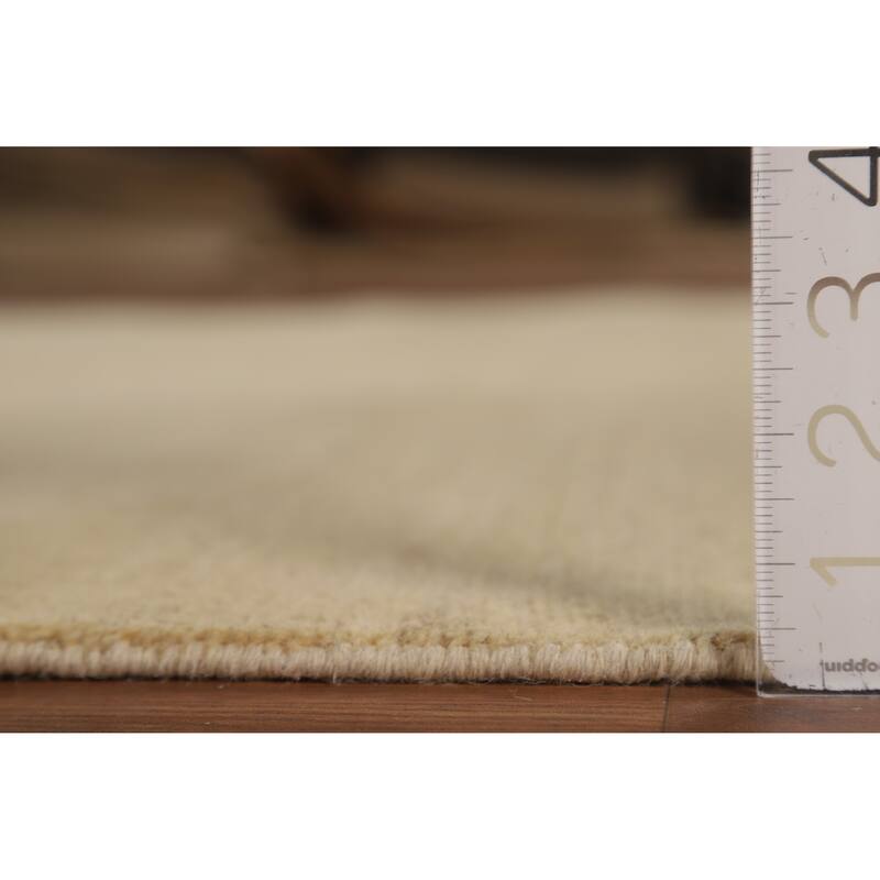 Beige Gold Gabbeh Oriental Area Rug Hand-Knotted Wool Carpet - 5'9" x 8'4"