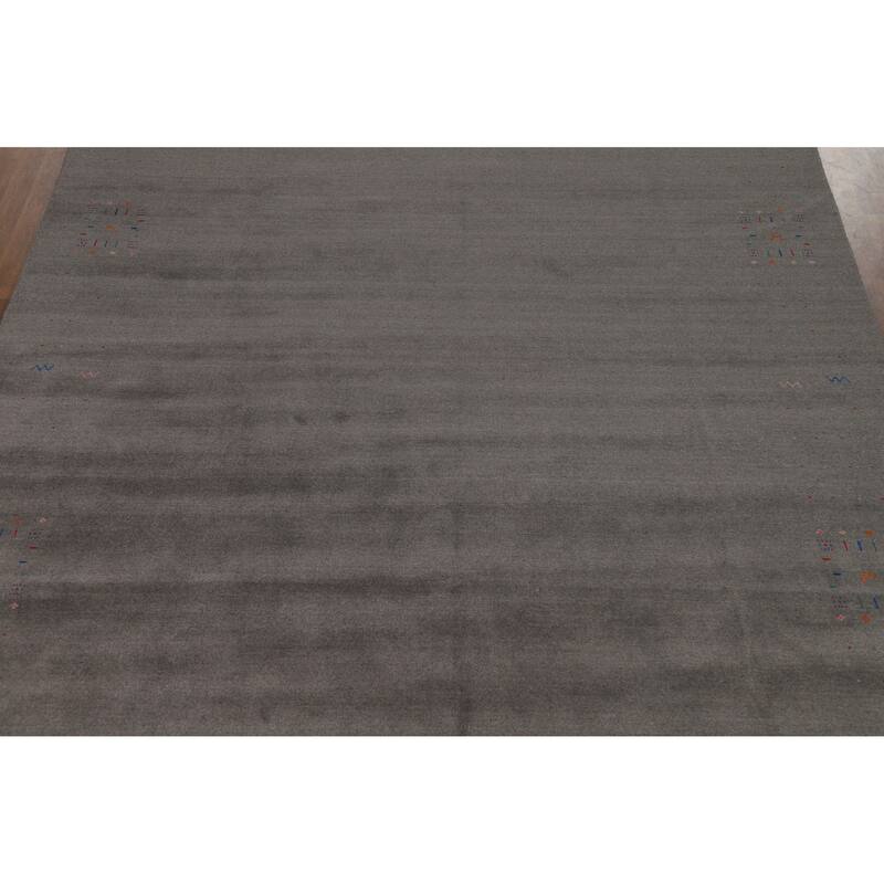 Hand Knotted Oriental 100% Wool Carpet Tribal Tribal Greys & Charcoal Gabbeh Area Rug - 12' 1'' X 9' 1''