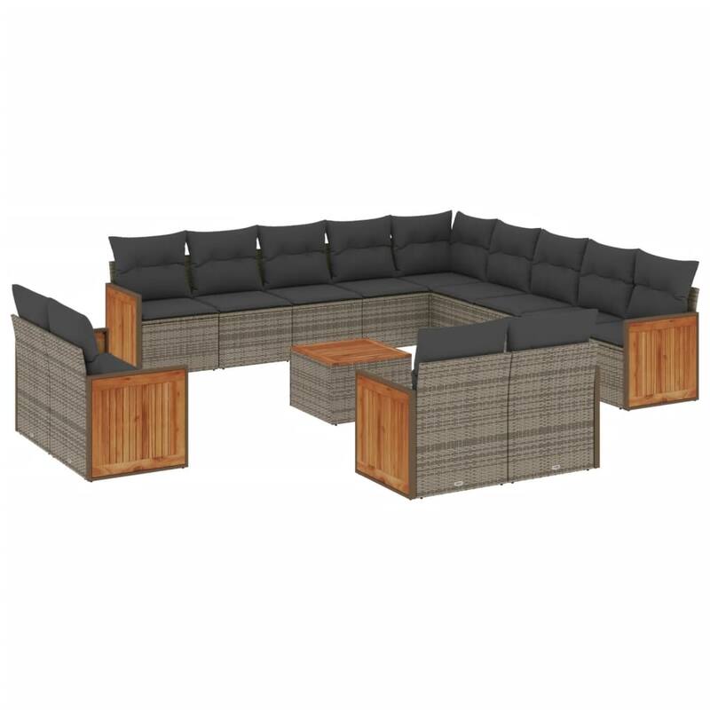 vidaXL Patio Sofa Set with Cushions Outdoor Conversation Furniture Poly Rattan