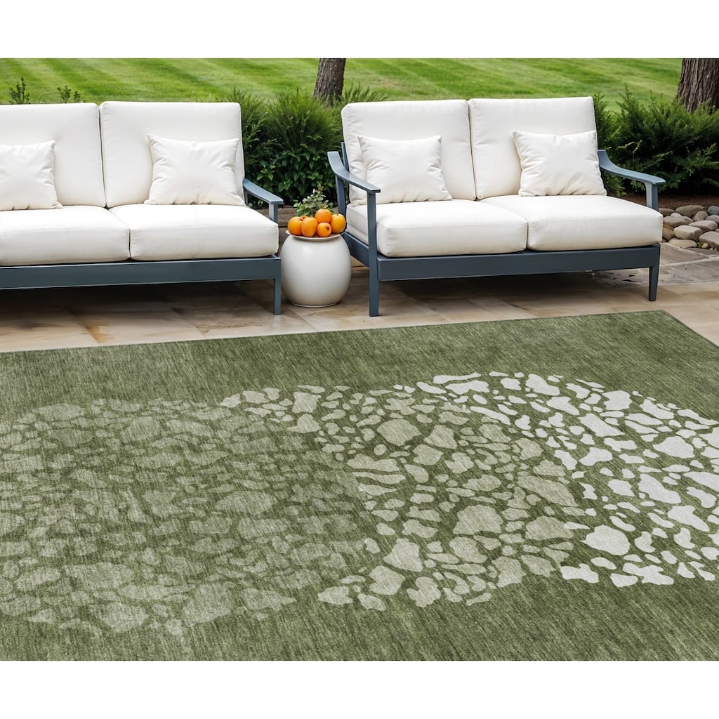HomeRoots Abstract Transitional Rectangle Outdoor Rug