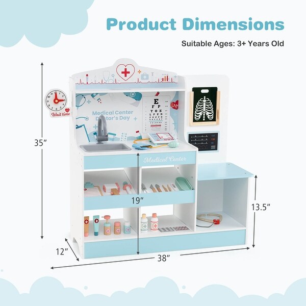 Kids Wooden Doctor Play Set with Vet Clinic Station for Boys Girls
