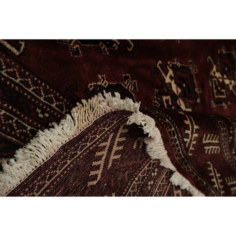 Hand Knotted Oriental 100% Wool Carpet Traditional All-Over Red Turkoman Area Rug - 12' 5'' X 8' 3''