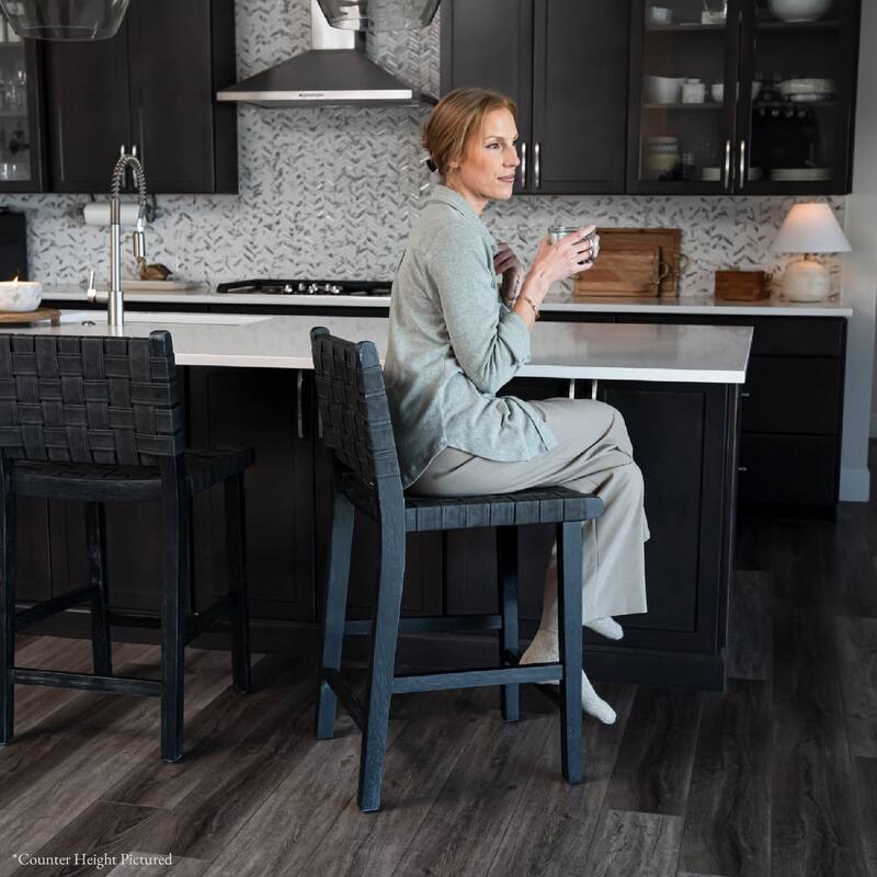 Maven Lane Noah Kitchen Dining Stool with Vegan Leather