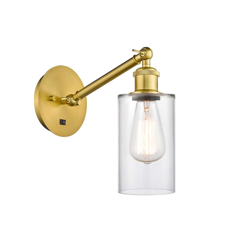 Innovations Lighting 317-1W-13-5 Clymer Sconce Clymer 13" Tall Wall - Satin Gold / Clear