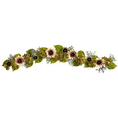 5' White Sunflower and Hydrangea Artificial Garland - 60