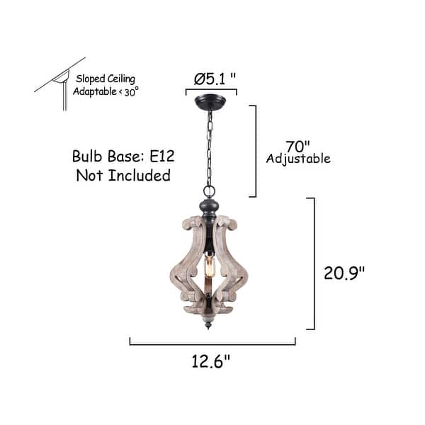 dimension image slide 0 of 2, Oaks Aura Rustic Wood Pendant Light Kitchen Island Light, Farmhouse Hallway Chandelier, Dining Pendant Light