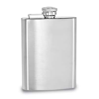 Curata Brushed Stainless Steel 7 Ounce Hip Flask with Funnel
