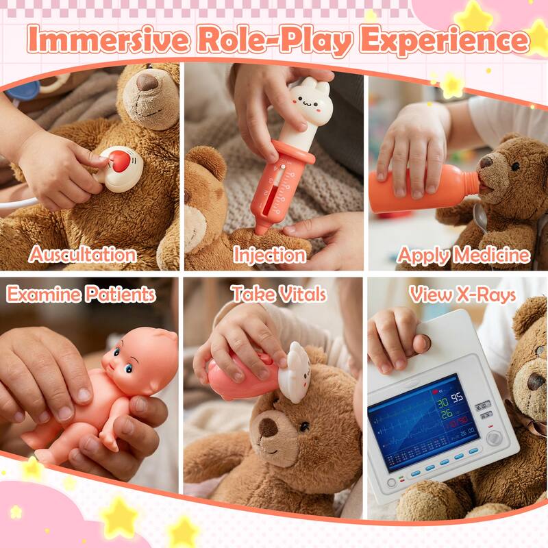 Gymax Kids Doctor Play Set w/Faucet Sink ECG Monitor Body Parts