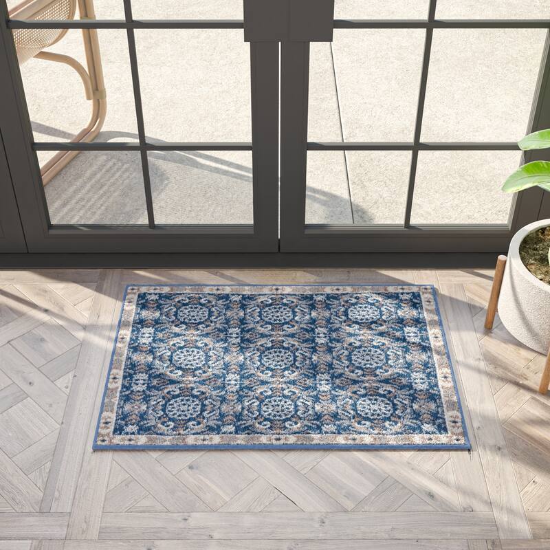 Hamilton Traditional Damask Indoor Area Rug - 2' x 3' - Navy
