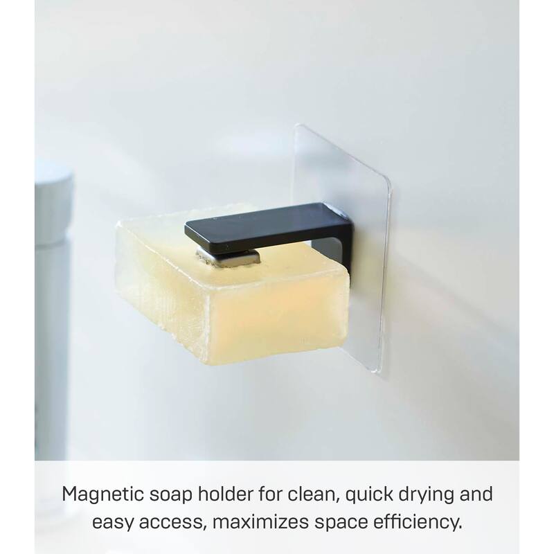 Yamazaki Home Traceless Adhesive Magnetic Soap Holder, ABS Plastic, Holds 0.55 lbs - L 2.17 x W 2.76 x H 2.76 inches